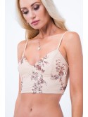 Beigefarbenes Crop-Top mit Pailletten ZZ279 – Online-Shop – Boutique